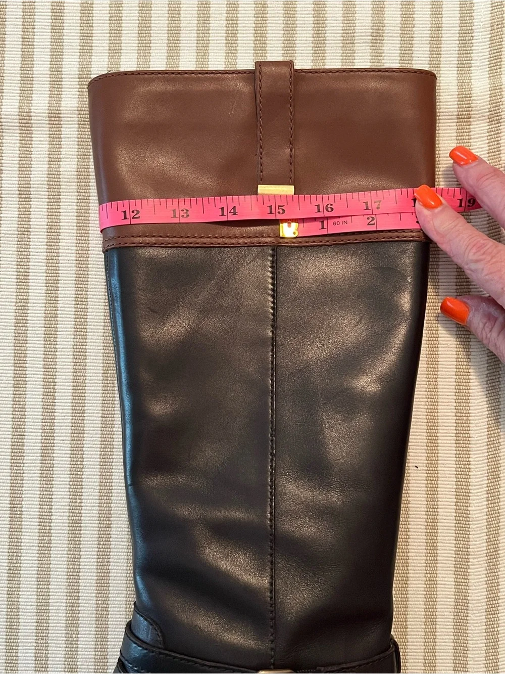 Bandolino Carlotta two-tone leather riding boots- Black and Brown
